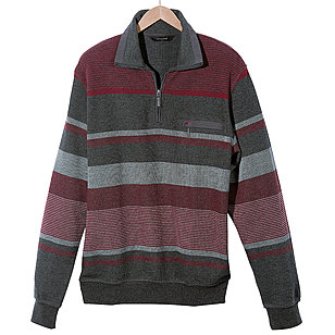 Navigazione | Sweatshirt mit Reißverschluss-Kragen in Troyer-Form | Grau Rot