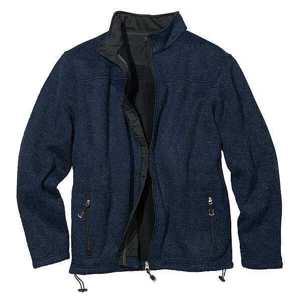 Outdoor Strickjacke mit Fleece Futter | Farbe jeansblau