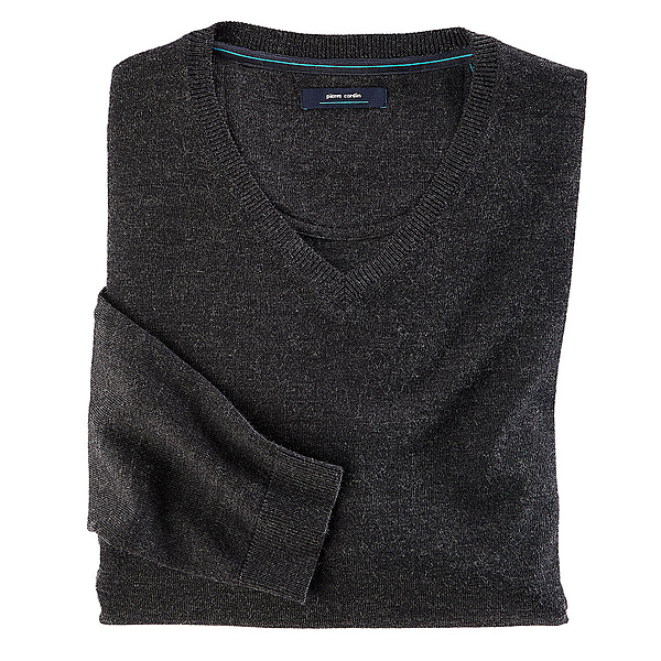 Pierre Cardin | Merino-Mix Pullover | V-Ausschnitt | Anthrazit