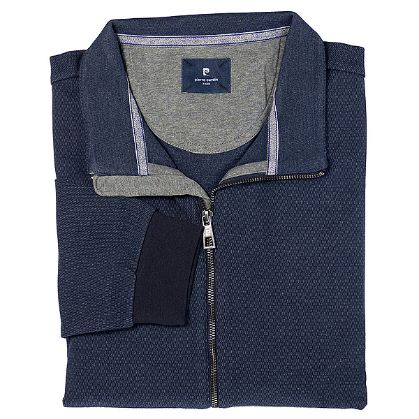 Pierre Cardin | Sweat Jacke Strick Optik | Dunkelblau