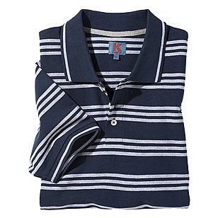 Polo-Shirt | Baumwolle Pique mit Streifen | Farbe marine