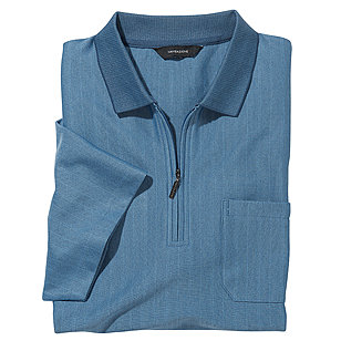 Polohemd mit Bund | Bügelfrei und Trockner-geeignet | Farbe blau