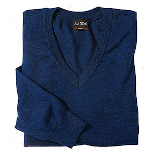 Pullover V-Kragen | Reine Schurwolle | Farbe Atlantisblau