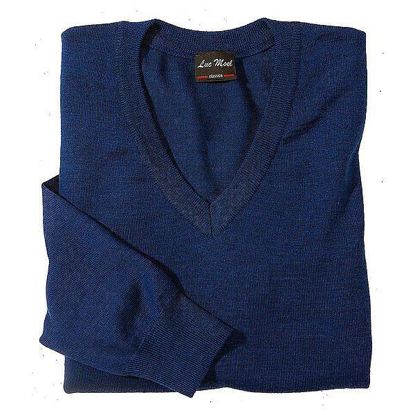 Pullover V-Kragen | Reine Schurwolle | Farbe Atlantisblau