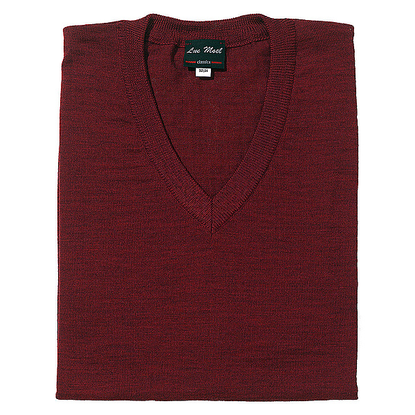 Pullover V-Kragen | Reine Schurwolle | Farbe burgund