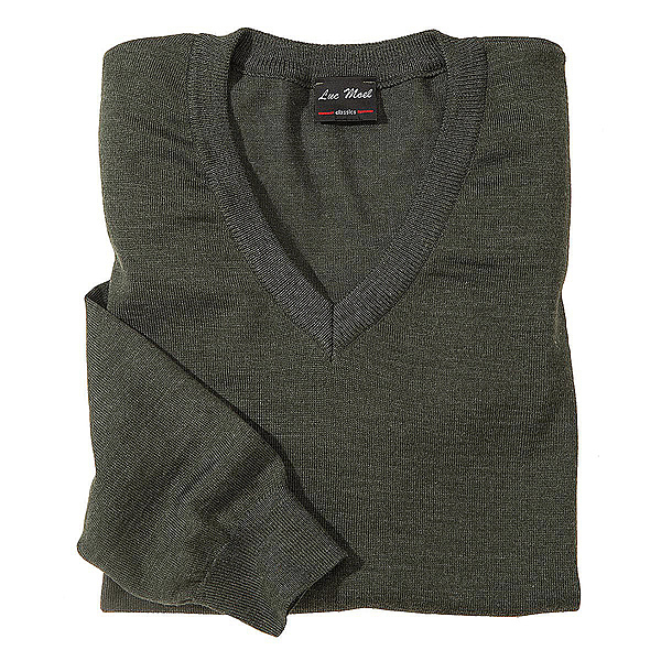 Pullover V-Kragen | Reine Schurwolle | Farbe tanne