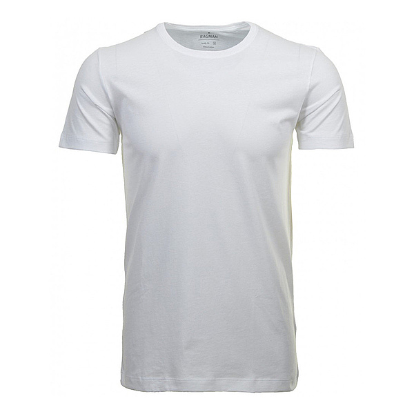 Ragman | T-Shirt Doppelpack, Baumwolle | Rundhals | Body-Fit | Weiss