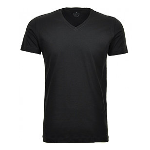 Ragman | T-Shirt Doppelpack, Baumwolle | V-Ausschnitt | Body-Fit | Schwarz