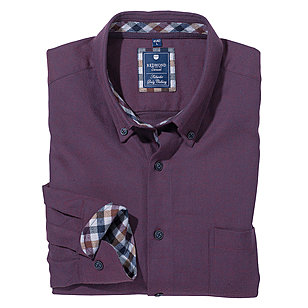Redmond | Baumwoll Flanell Hemd | Button down Kragen | Farbe burgund