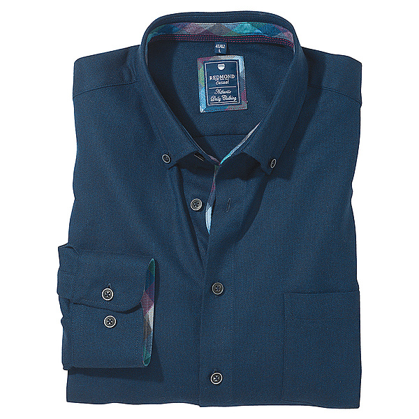 Redmond | Baumwoll-Flanell-Hemd | Button-down Kragen | Marine
