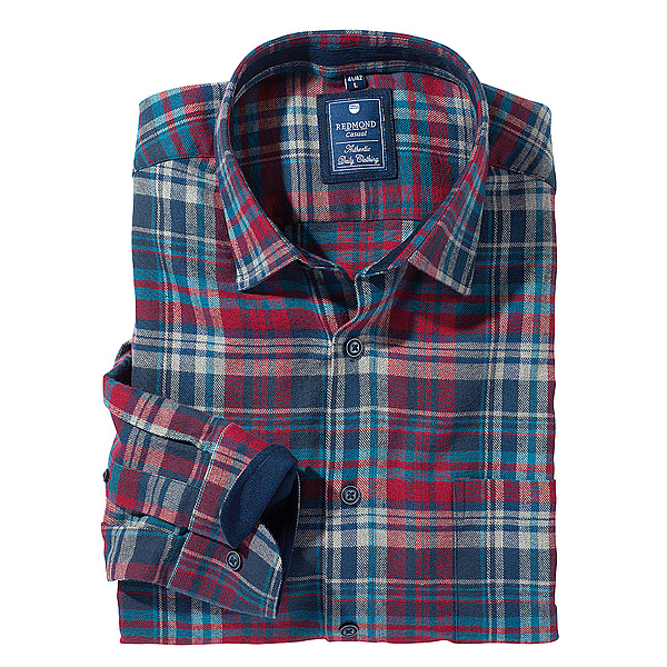   Redmond | Baumwoll Flanell Hemd | Kent Kragen | Farbe rot karo