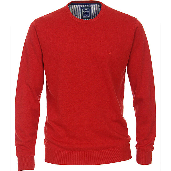Redmond | Baumwoll-Pullover | Rundhals | Hellrot