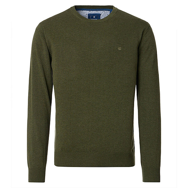 Redmond | Baumwoll-Pullover | Rundhals | Moos