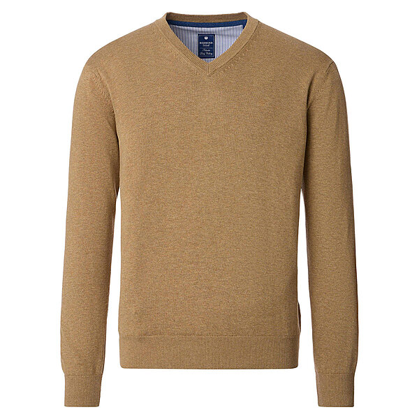 Redmond | Baumwoll-Pullover | V-Ausschnitt | Beige