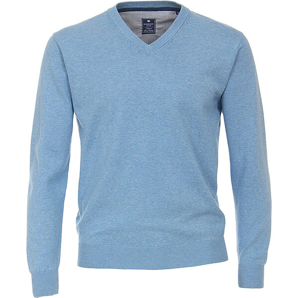 Redmond | Baumwoll-Pullover | V-Ausschnitt | Hellblau