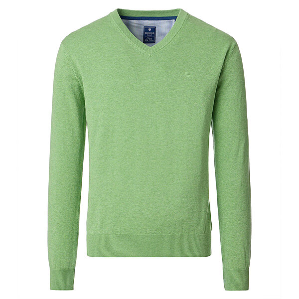 Redmond | Baumwoll-Pullover | V-Ausschnitt | Hellgr�n