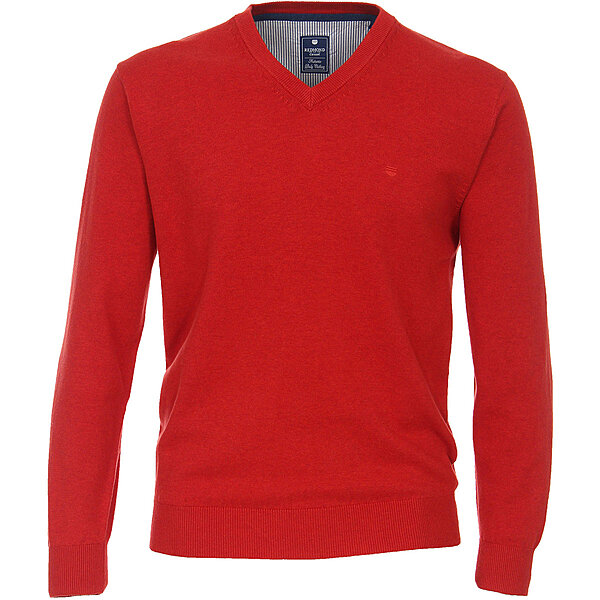 Redmond | Baumwoll-Pullover | V-Ausschnitt | Hellrot