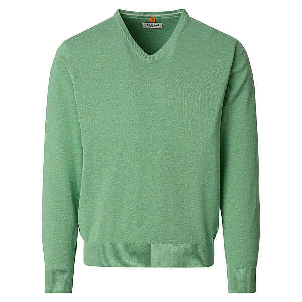 Redmond | Baumwoll-Pullover | V-Ausschnitt | Minze