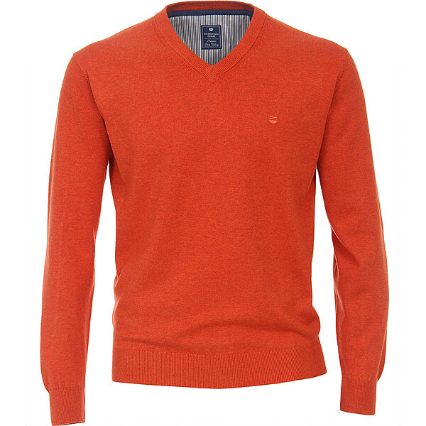 Redmond | Baumwoll-Pullover | V-Ausschnitt | Orange