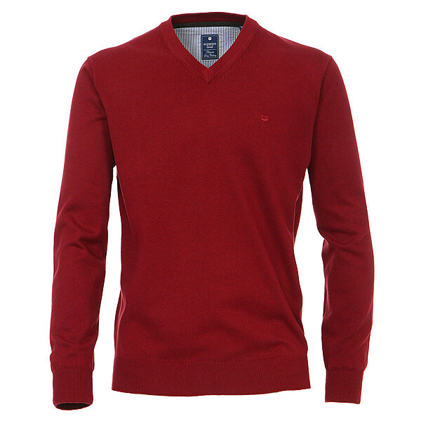 Redmond | Baumwoll-Pullover | V-Ausschnitt | Rot