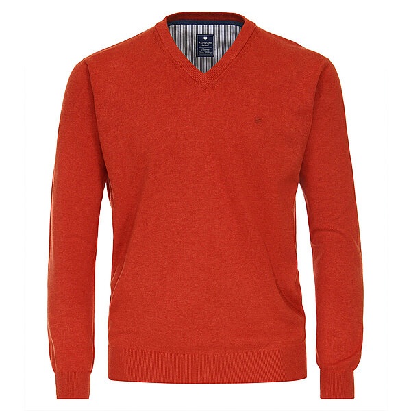 Redmond | Baumwoll-Pullover | V-Ausschnitt | Terra