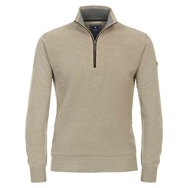 Redmond | Baumwolle Troyer | Struktur-Strick | Beige