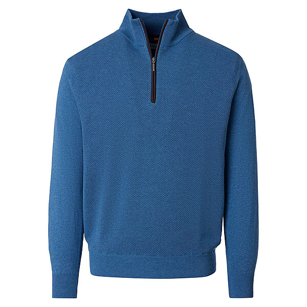 Redmond | Baumwolle Troyer | Struktur-Strick | Jeans
