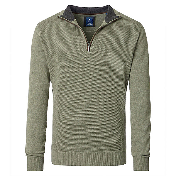 Redmond | Baumwolle Troyer | Struktur-Strick | Salbei