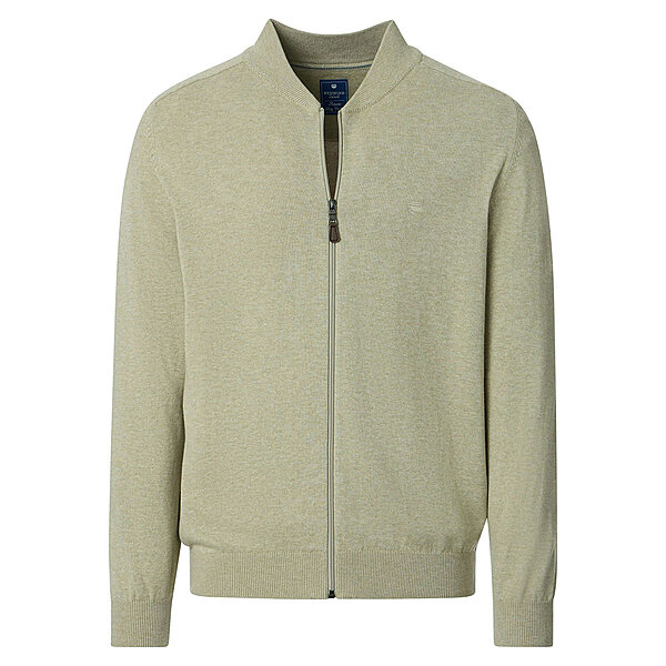 Redmond | College-Strickjacke | Baumwoll-Cardigan mit Reiverschluss | Beige