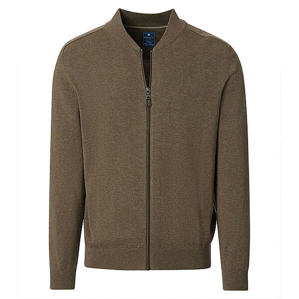 Redmond | College-Strickjacke | Baumwoll-Cardigan mit Reiverschluss | Caf