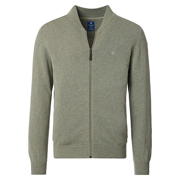 Redmond | College-Strickjacke | Baumwoll-Cardigan mit Reiverschluss | Salbei