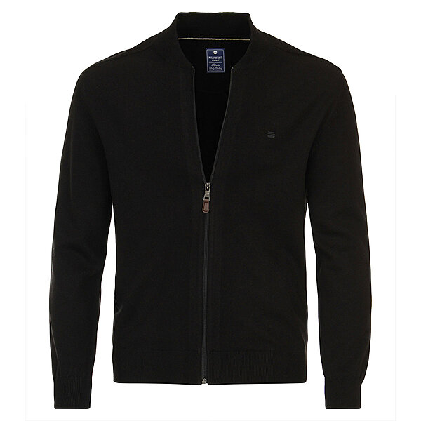 Redmond | College-Strickjacke | Baumwoll-Cardigan mit Reiverschluss | Schwarz