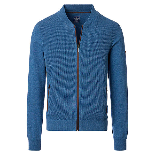 Redmond | College-Strickjacke | Struktur-Cardigan mit Reiverschluss | Baumwolle | Jeans