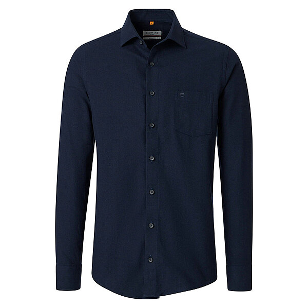 Redmond | Flanell-Hemd | Baumwolle Fischgrat | Kent-Kragen | Blau