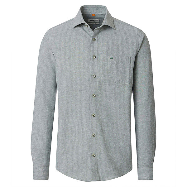 Redmond | Flanell-Hemd | Baumwolle Fischgrat | Kent-Kragen | Gr�n