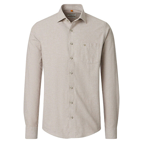 Redmond | Flanell-Hemd | Baumwolle Fischgrat | Kent-Kragen | Sand