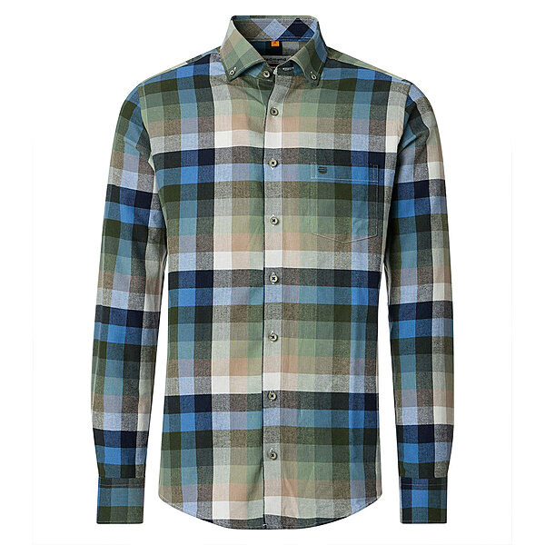 Redmond | Flanell-Hemd | Baumwolle Karo | Button-Down-Kragen | Gr�n Blau