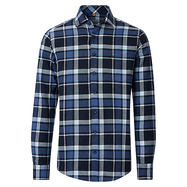 Redmond | Flanell-Hemd | Baumwolle Karo | Kent-Kragen | Blau