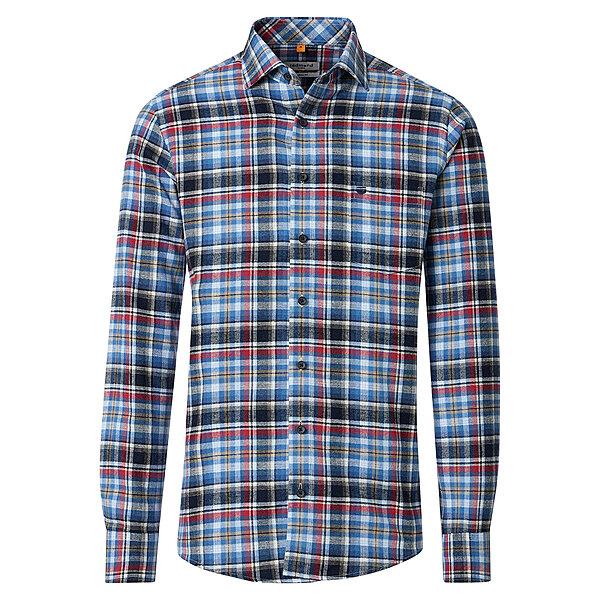 Redmond | Flanell-Hemd | Baumwolle Karo | Kent-Kragen | Blau