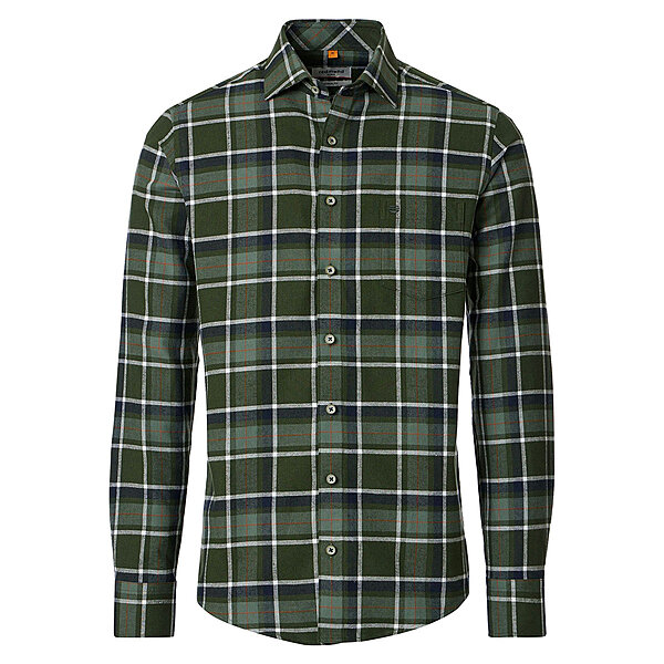 Redmond | Flanell-Hemd | Baumwolle Karo | Kent-Kragen | Oliv