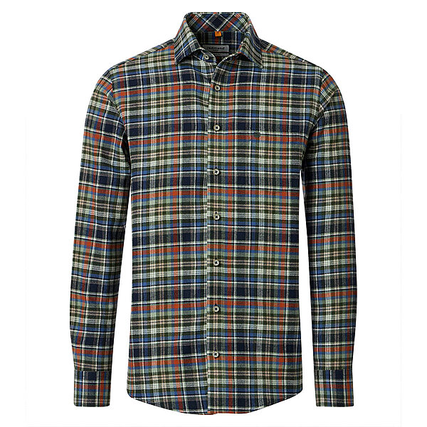 Redmond | Flanell-Hemd | Baumwolle Karo | Kent-Kragen | Oliv