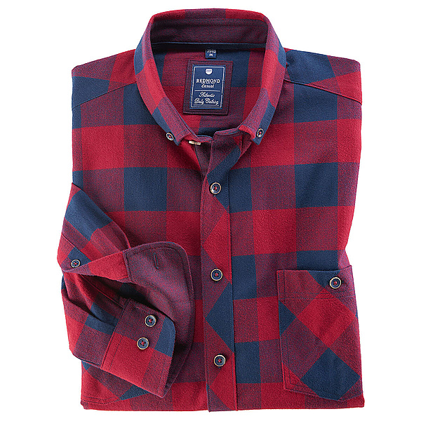 Redmond | Flanell-Hemd | Button-Down-Kragen | Rot-Karo