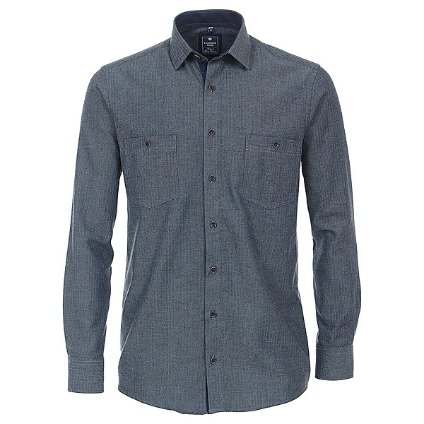 Redmond | Flanell-Hemd | Kent-Kragen | Blau Grau