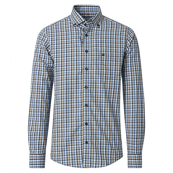 Redmond | Freizeithemd | Button-Down-Kragen | Baumwolle Twill| Blau Karo