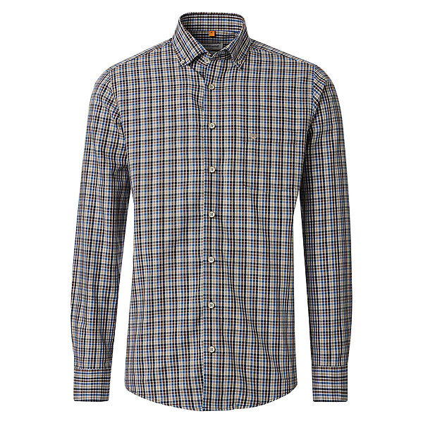 Redmond | Freizeithemd | Button-Down-Kragen | Baumwolle Twill | Braun Karo