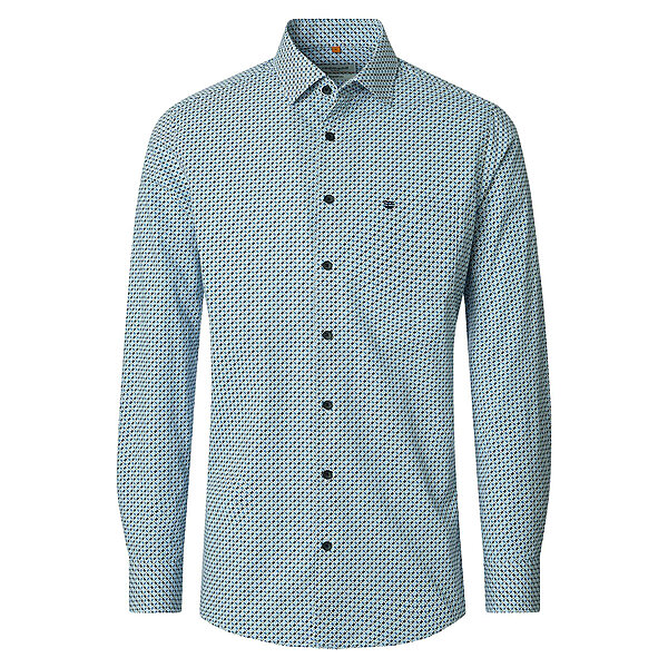 Redmond | Freizeithemd | Langarm | Baumwolle | Kent-Kragen | Druck Blau