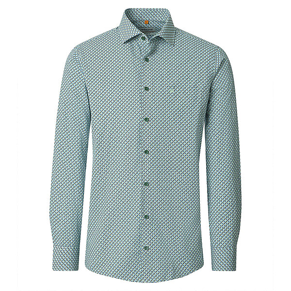 Redmond | Freizeithemd | Langarm | Baumwolle | Kent-Kragen | Druck Gr�n