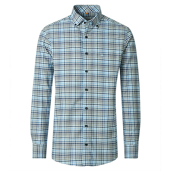 Redmond | Freizeithemd | Langarm | Baumwolle | Button-Down-Kragen | Karo Blau