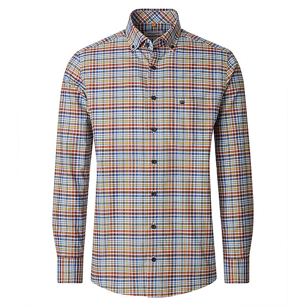 Redmond | Freizeithemd | Langarm | Baumwolle | Button-Down-Kragen | Karo Terra