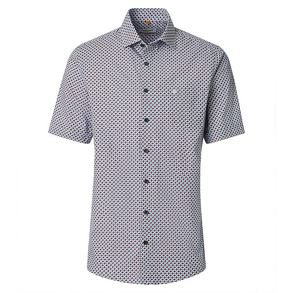 Redmond | Freizeithemd Kurzarm | Baumwolle | Kent Kragen | Rot Druck